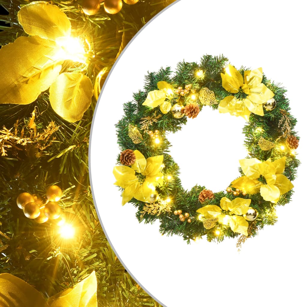 Weihnachtskranz Mit Led-Leuchten Grün 60 Cm Pvc