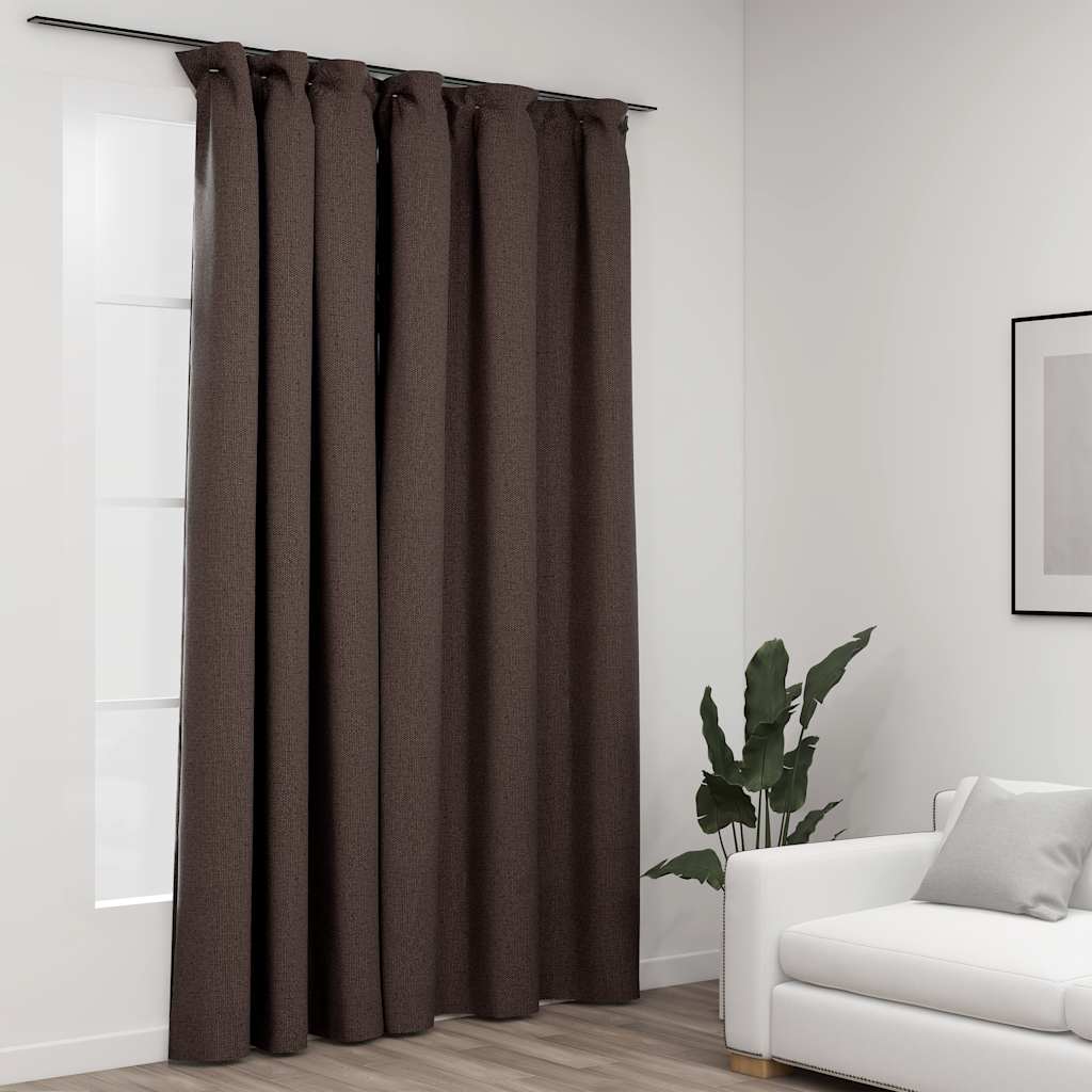 Verdunkelungsvorhänge Mit Haken Leinenoptik 290X245Cm