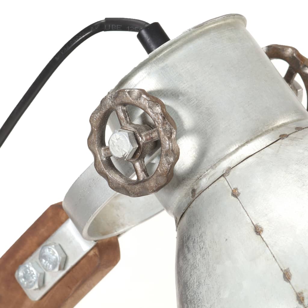 Schreibtischlampe Industriestil Silbern Rund 58X18X90 Cm E27 Dunkelgrau