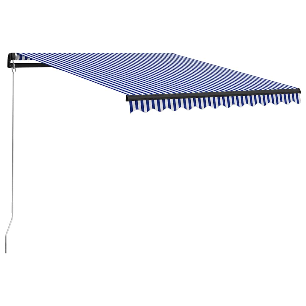 Markise Manuell Einziehbar Mit Led Blau & Weiß Blau Und Weiß