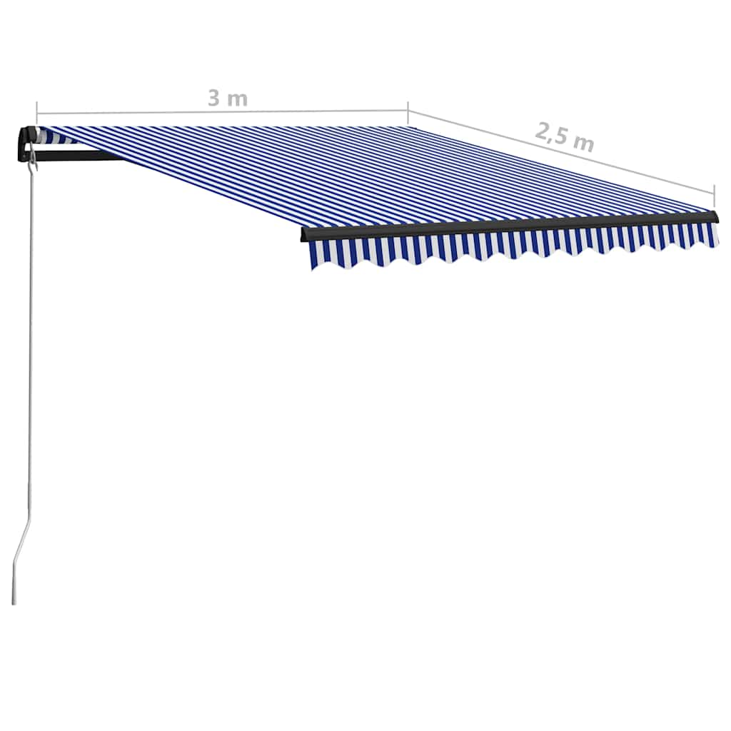Markise Manuell Einziehbar Mit Led Blau & Weiß Blau Und Weiß