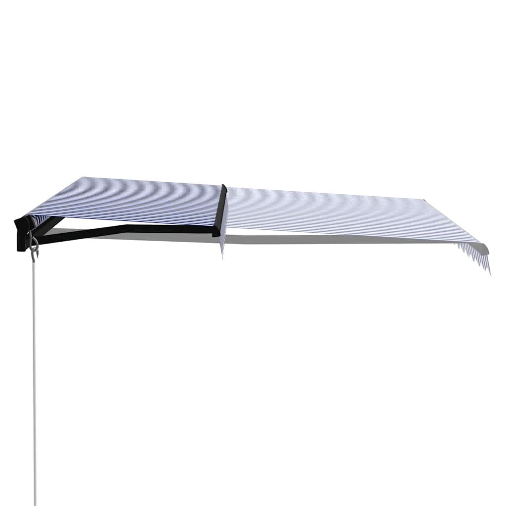 Markise Manuell Einziehbar Mit Led Blau & Weiß Blau Und Weiß
