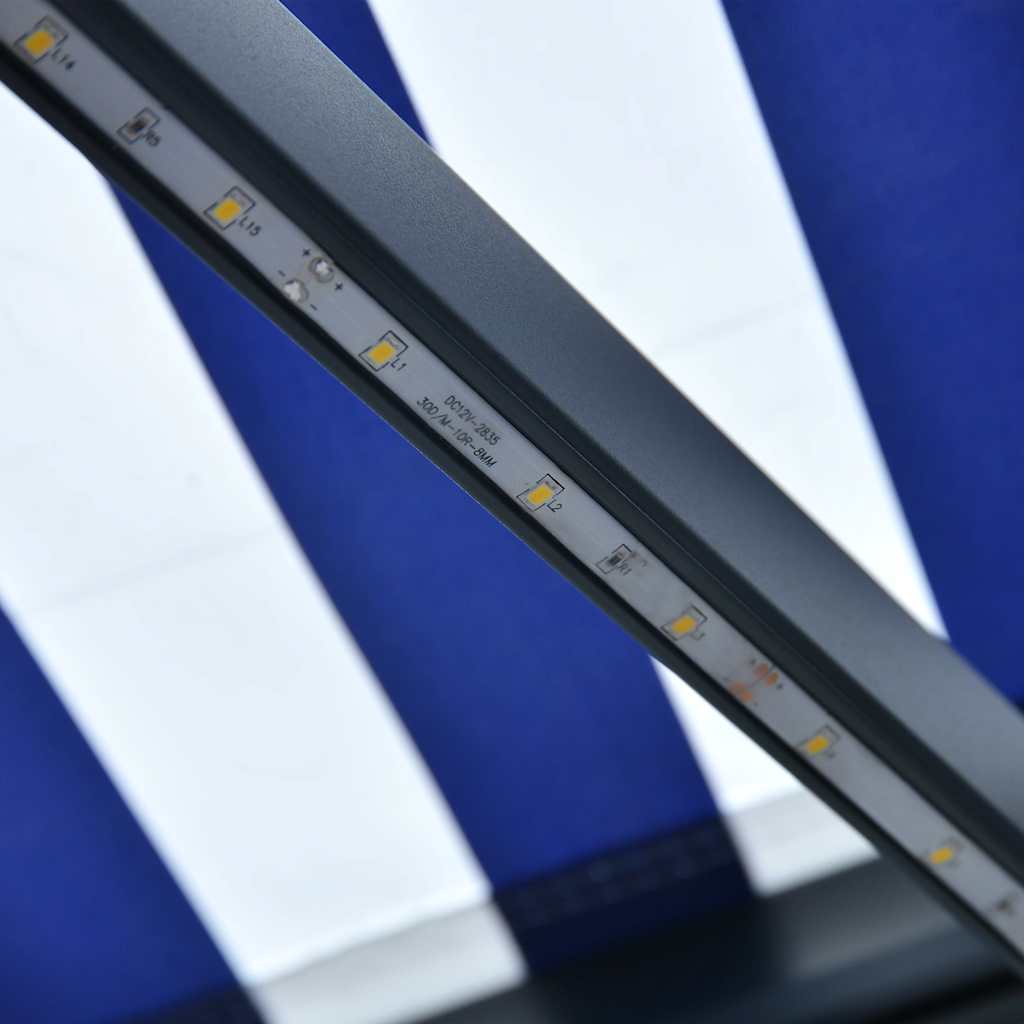 Markise Manuell Einziehbar Mit Led Blau & Weiß Blau Und Weiß