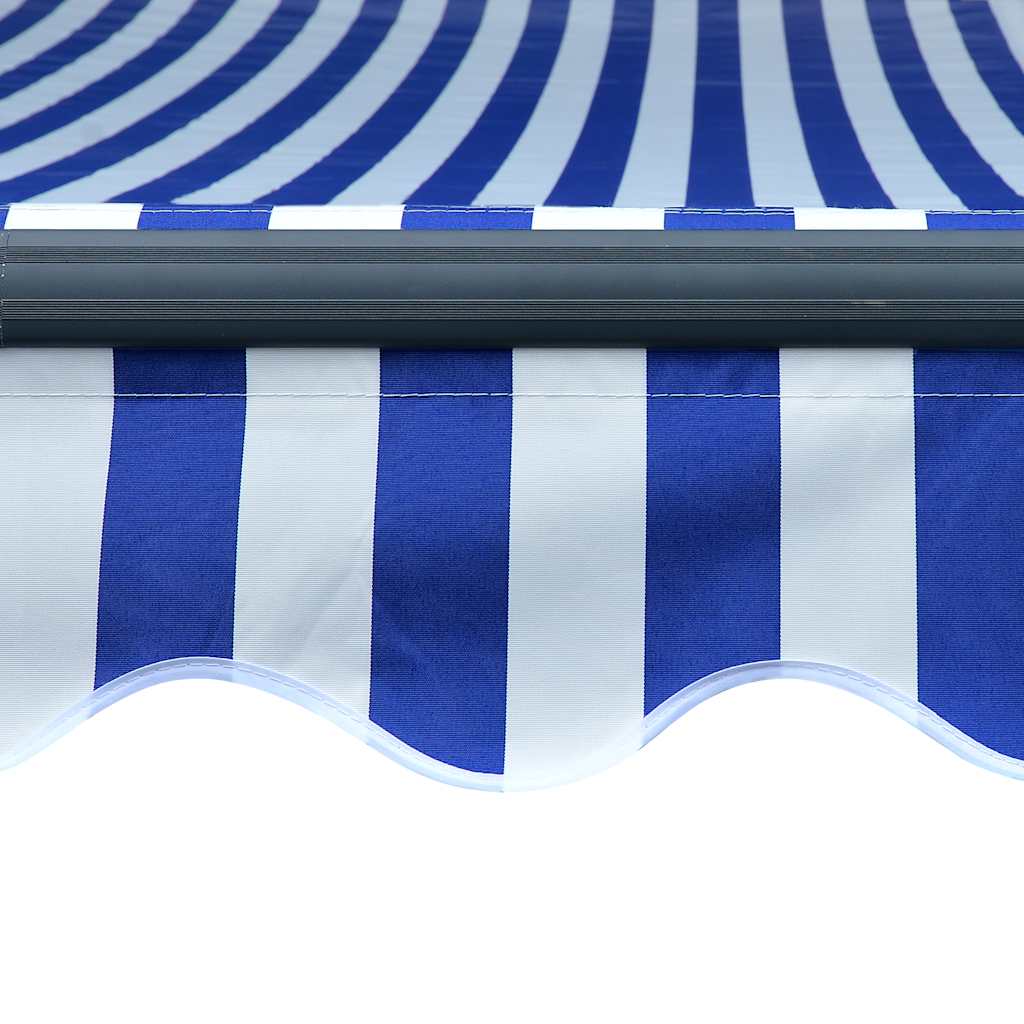 Markise Manuell Einziehbar Mit Led Blau & Weiß Blau Und Weiß