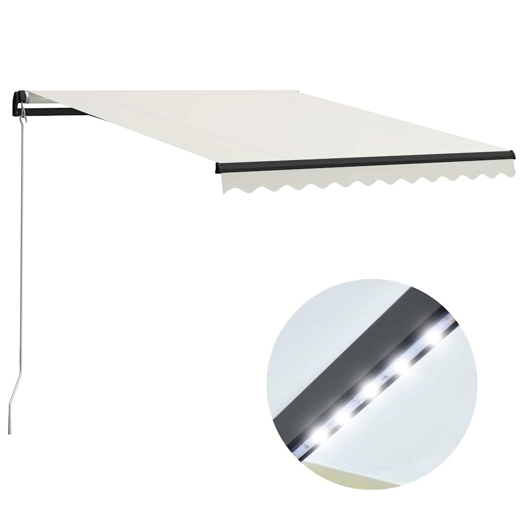 Markise Manuell Einziehbar Mit Led Creme
