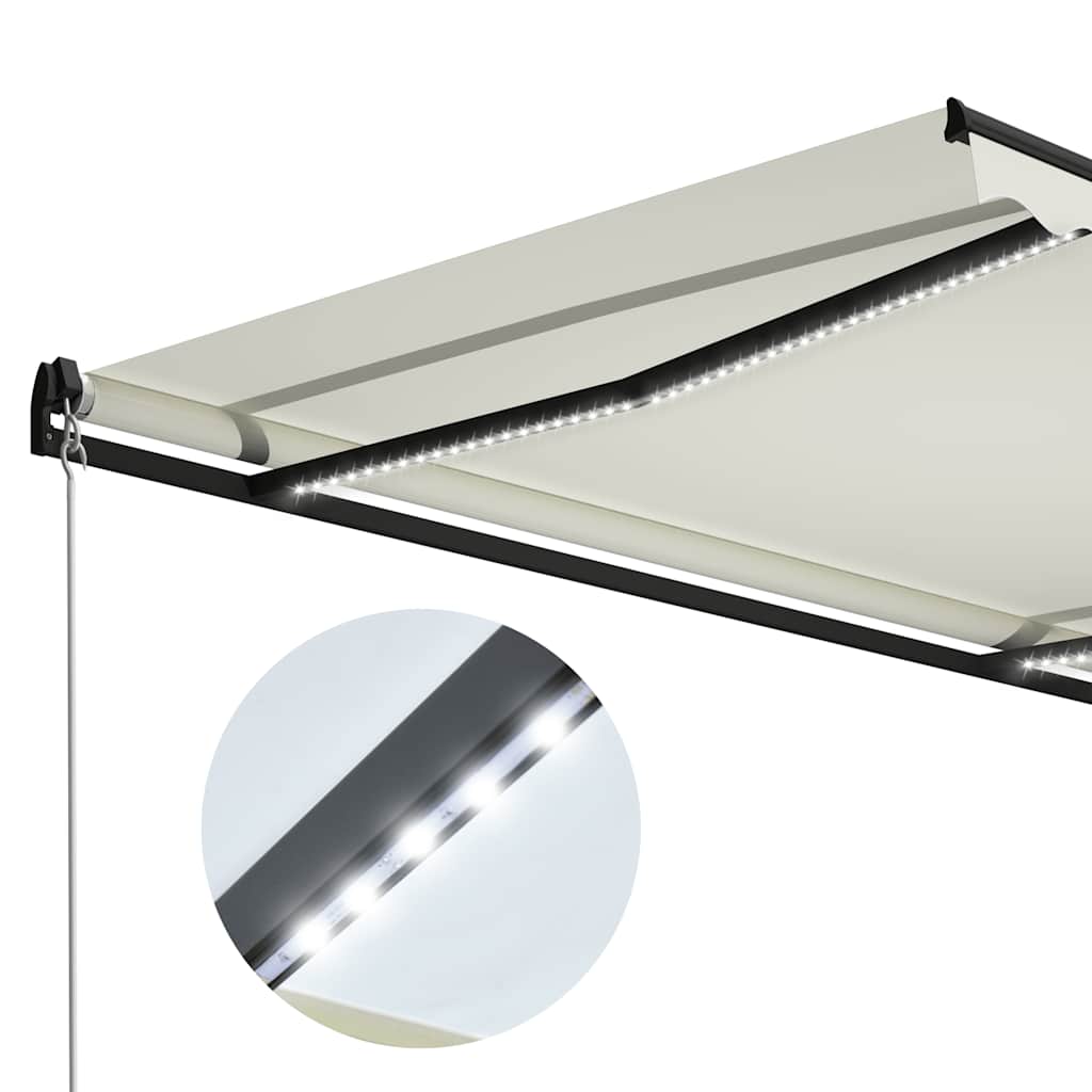 Markise Manuell Einziehbar Mit Led Creme