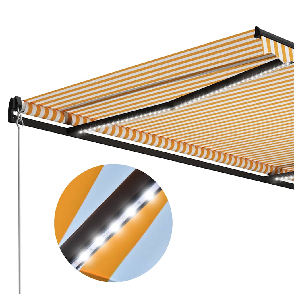 Markise Manuell Einziehbar Mit Led Gelb & Weiß Gelb Und Weiß