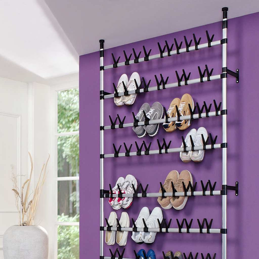 Teleskop-Schuhregal Mit Stangen Aluminium