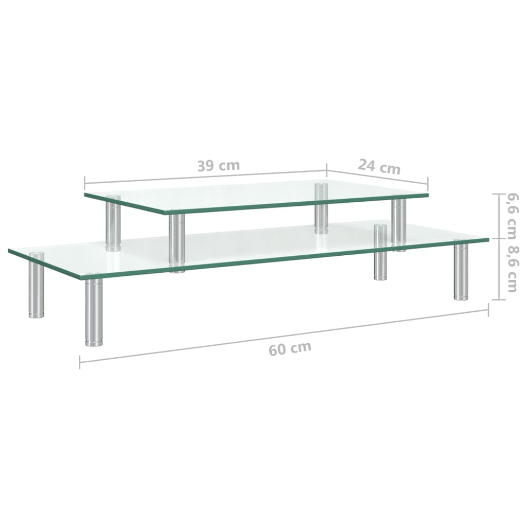 Monitorständer 2-Stufig Transparent Glas