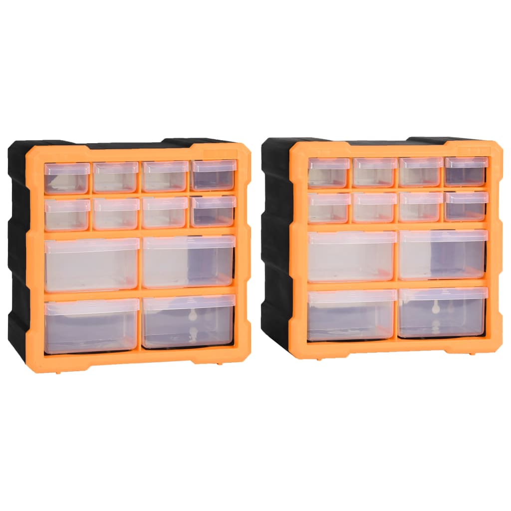 Multi-Schubladen-Organizer 2 Stk. 26,5X16X26 Cm Orange Und Schwarz