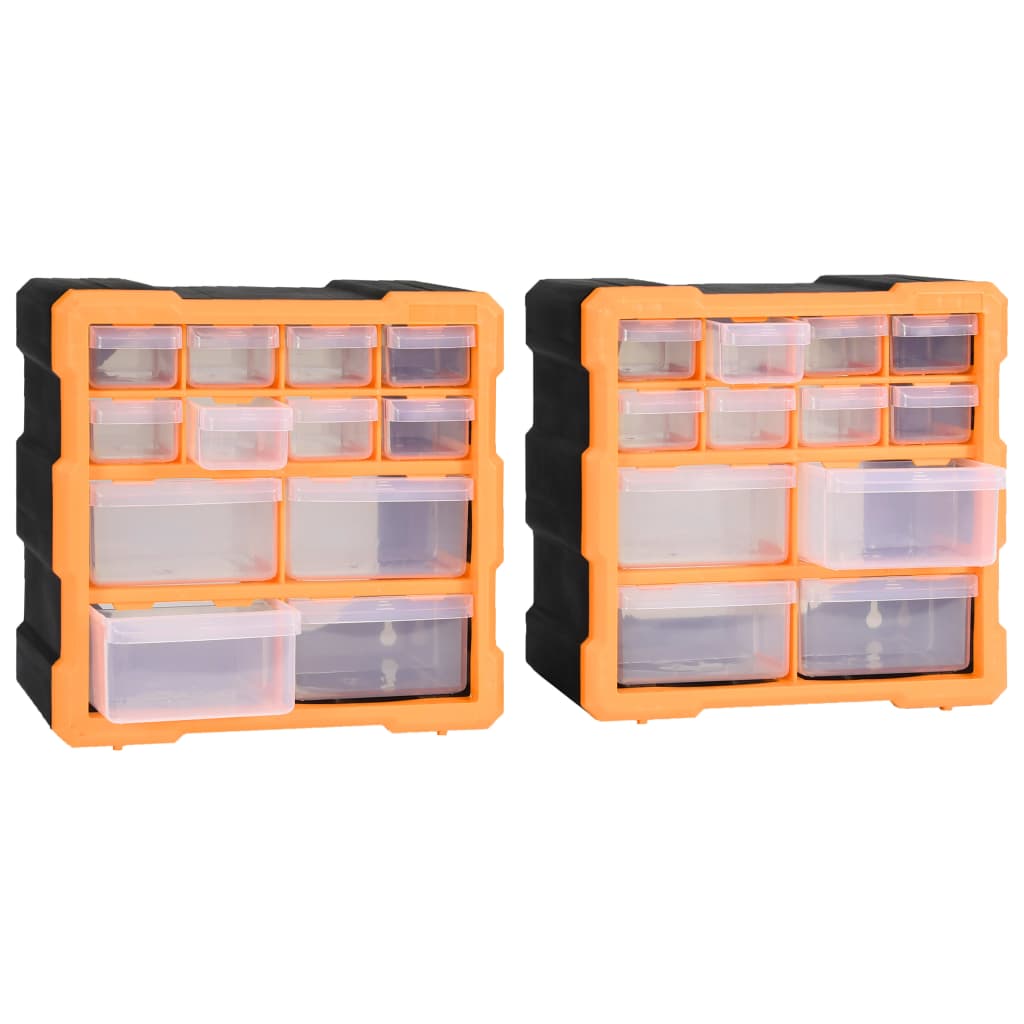 Multi-Schubladen-Organizer 2 Stk. 26,5X16X26 Cm Orange Und Schwarz