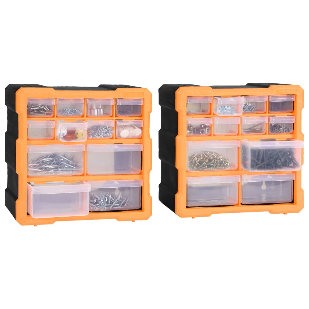 Multi-Schubladen-Organizer 2 Stk. 26,5X16X26 Cm Orange Und Schwarz