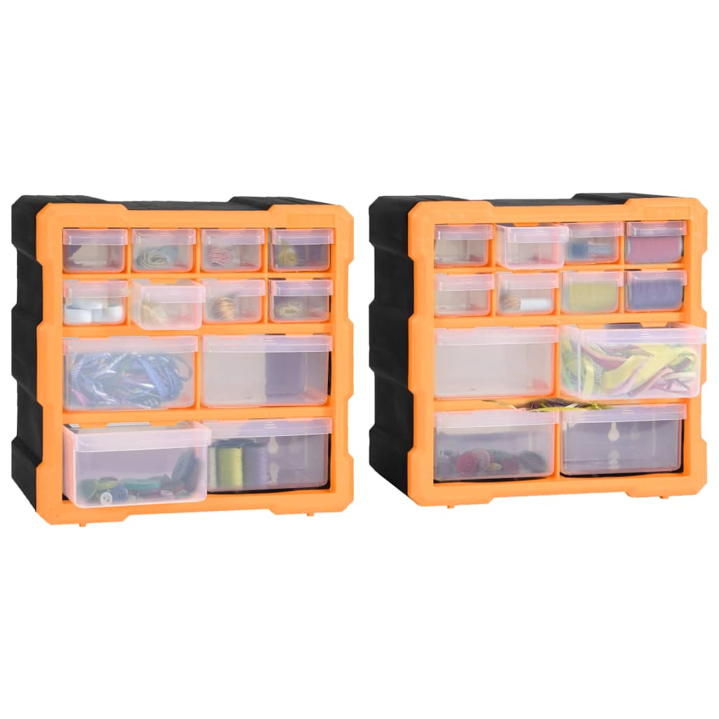 Multi-Schubladen-Organizer 2 Stk. 26,5X16X26 Cm Orange Und Schwarz