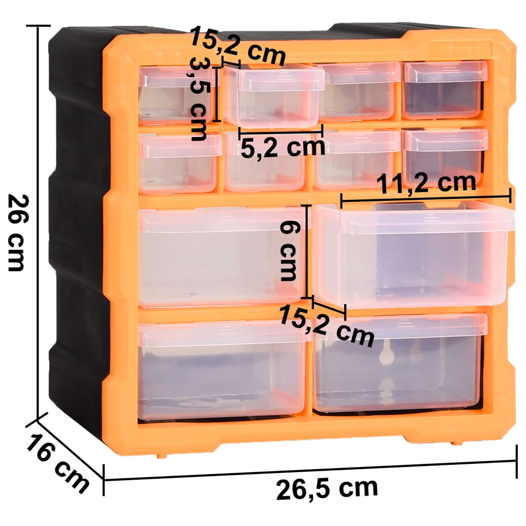 Multi-Schubladen-Organizer 2 Stk. 26,5X16X26 Cm Orange Und Schwarz