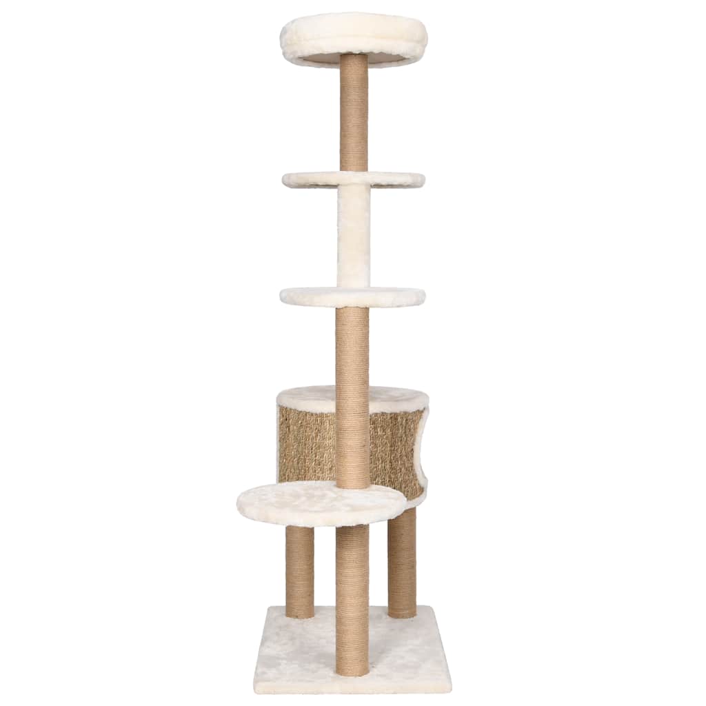Katzen-Kratzbaum Mit Luxuriösem Kissen 148 Cm Seegras