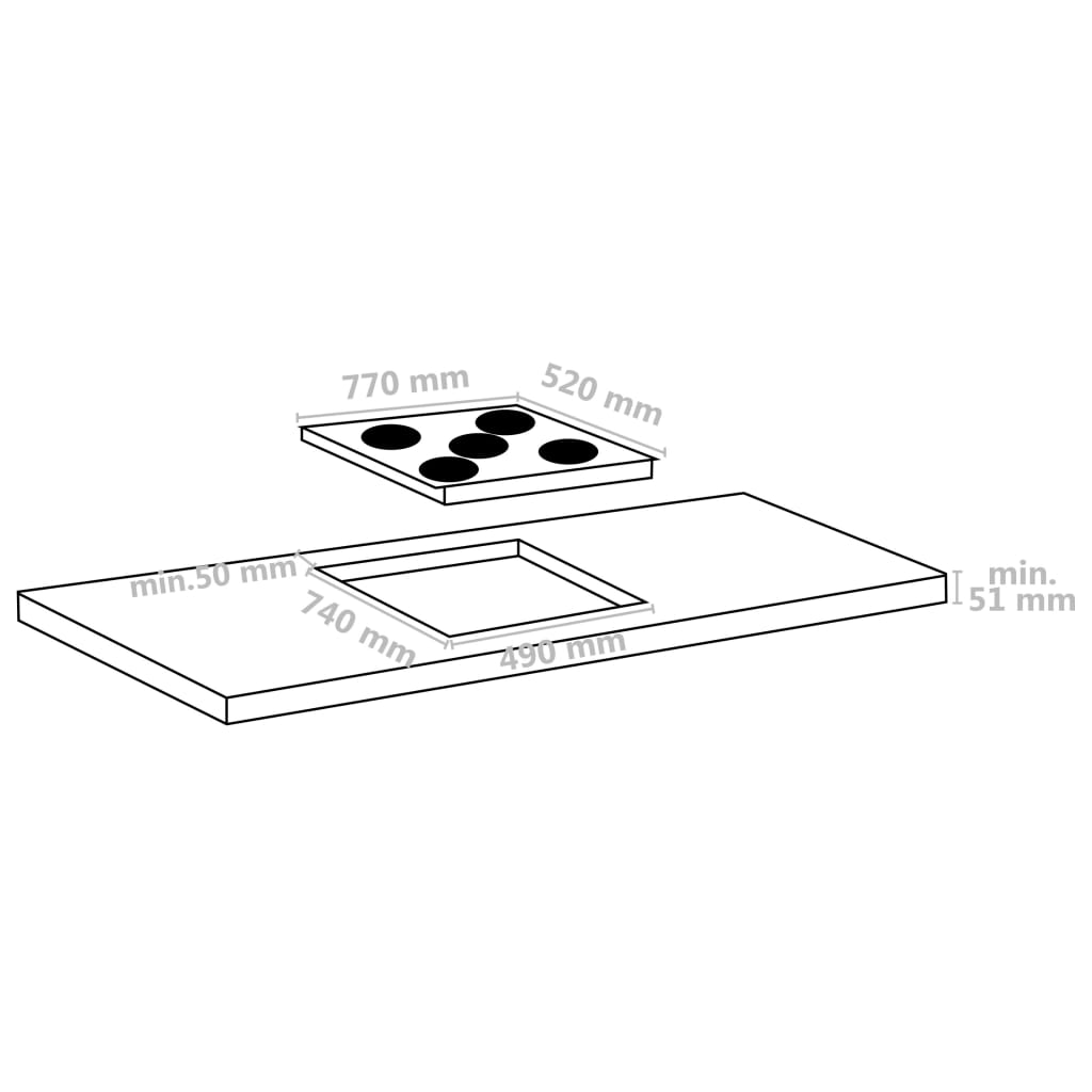 Glaskeramik-Kochfeld Mit 5 Platten Touch Control