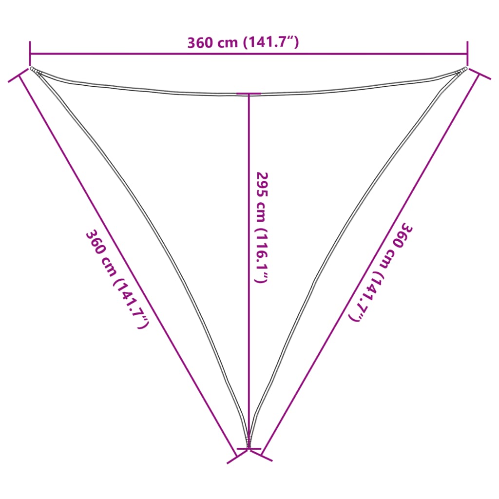 Sonnensegel 160 G/M² 3,6X3,6X3,6 M Hdpe Schwarz