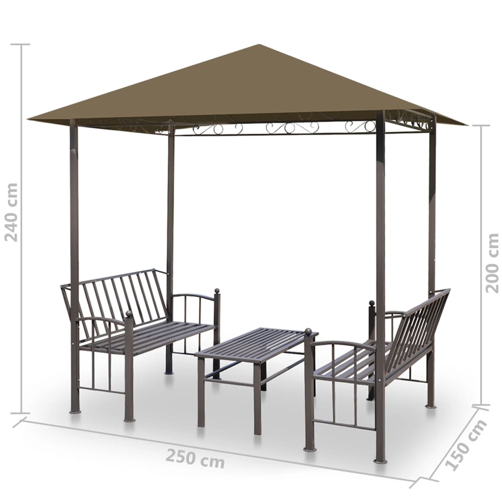 Gartenpavillon Mit Tisch Und Bänken 2,5X1,5X2,4 M 180 G/M²