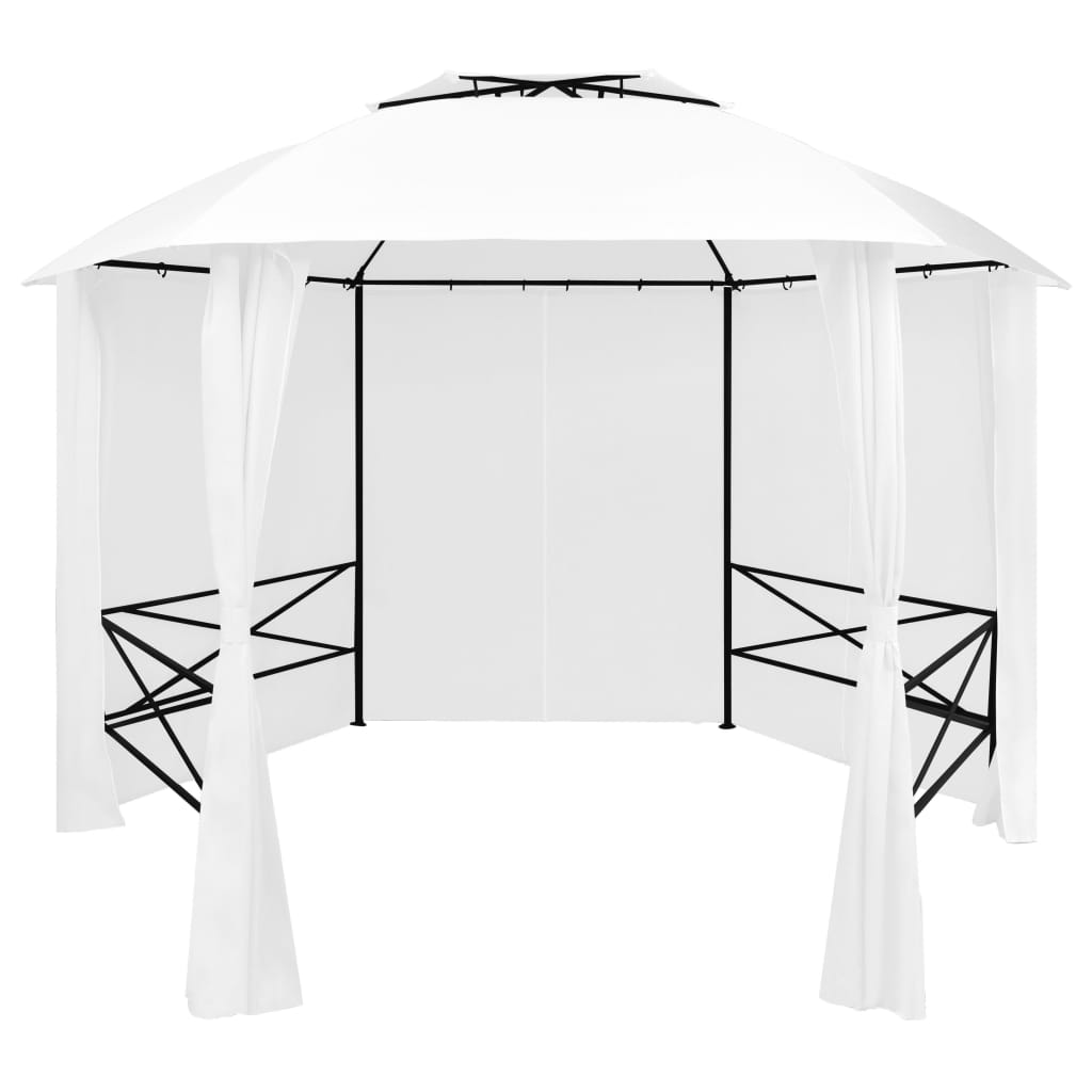 Gartenpavillon Mit Vorhängen Hexagonal 360X265 Cm