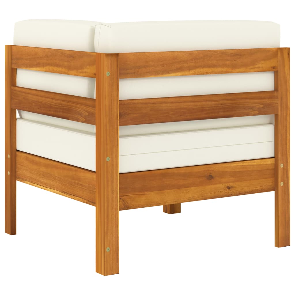 2-Tlg. Garten-Lounge-Set Mit Weißen Kissen Akazienholz