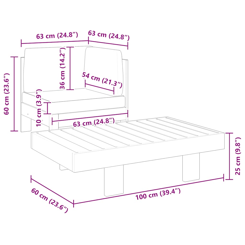 2-Tlg. Garten-Lounge-Set Mit Weißen Kissen Akazienholz