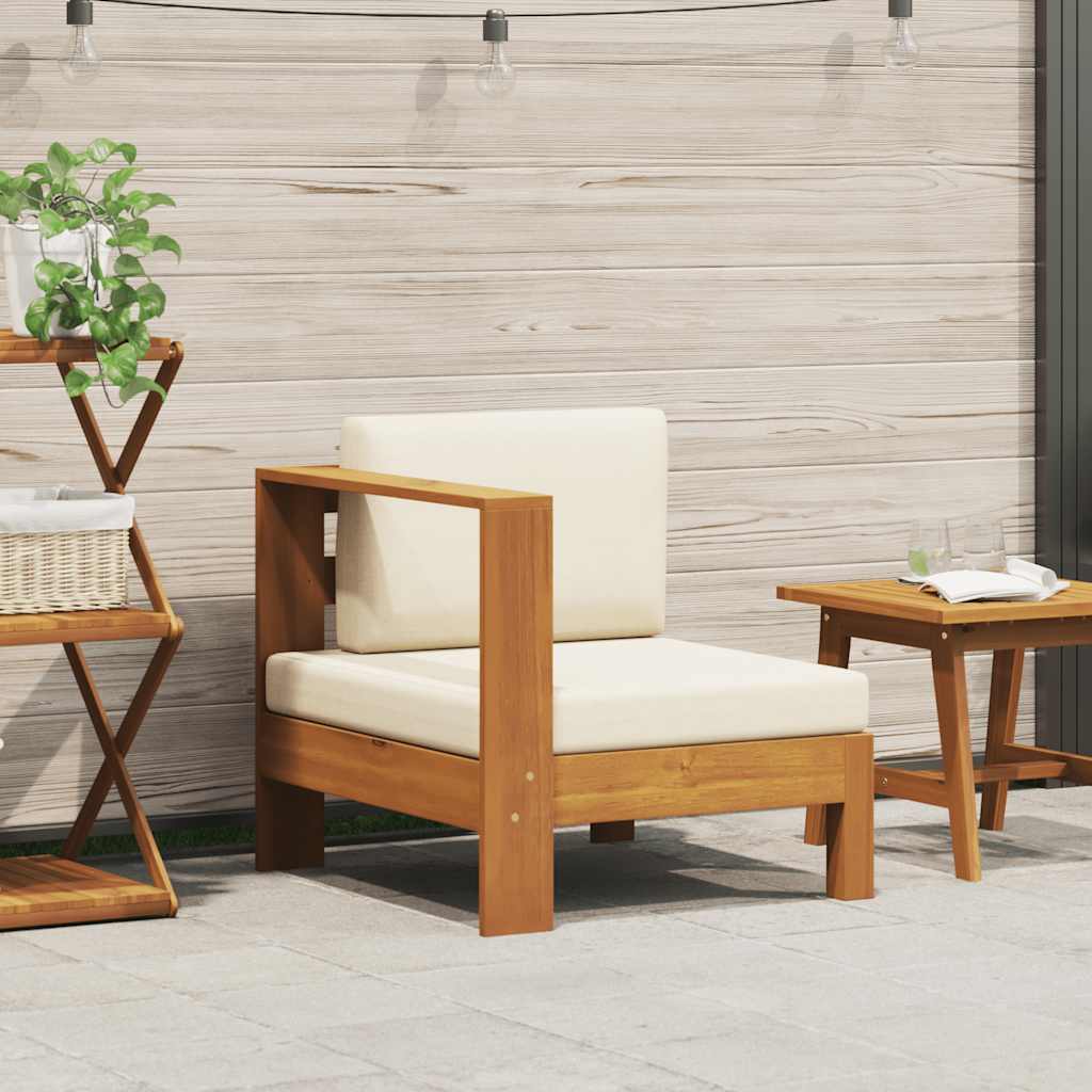 2-Tlg. Garten-Lounge-Set Mit Weißen Kissen Akazienholz