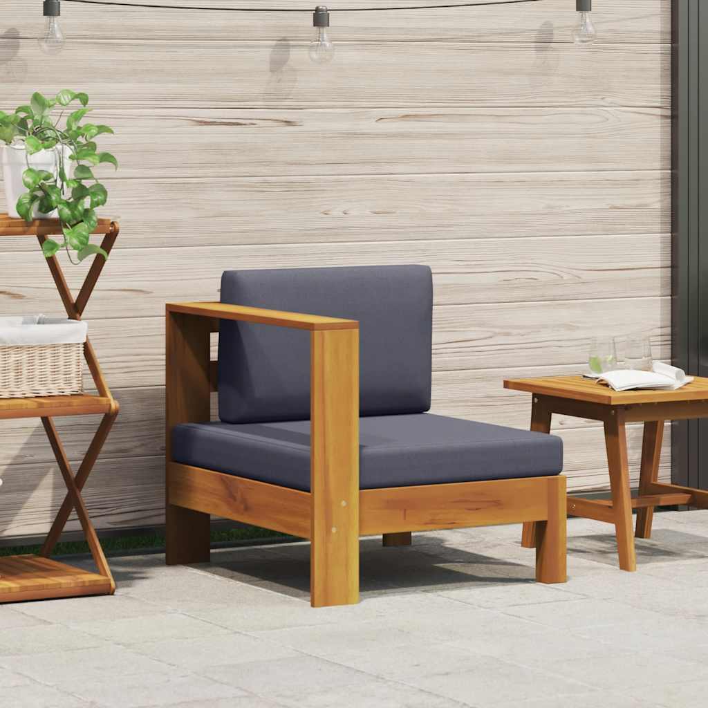 2-Tlg. Garten-Lounge-Set Mit Weißen Kissen Akazienholz