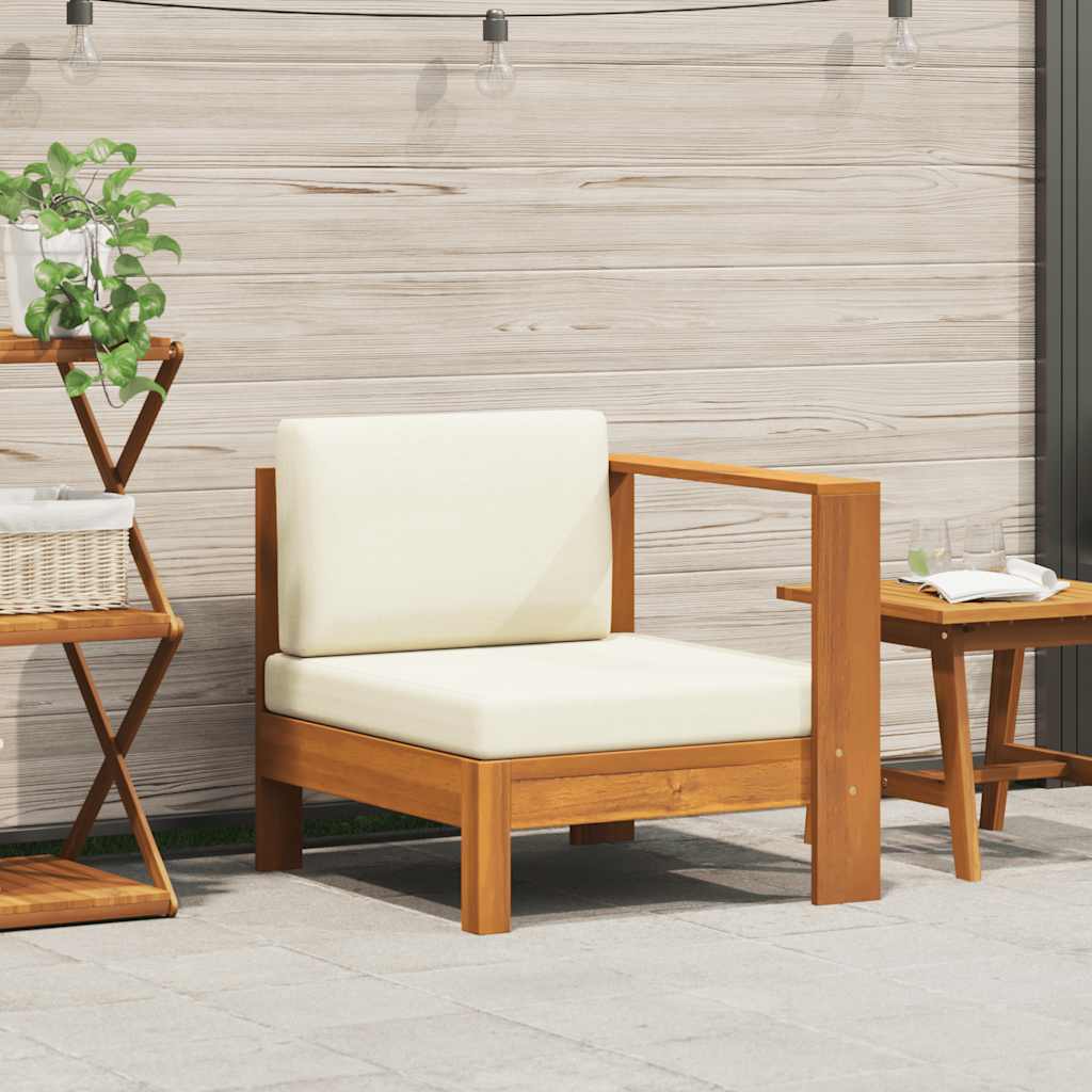 2-Tlg. Garten-Lounge-Set Mit Weißen Kissen Akazienholz