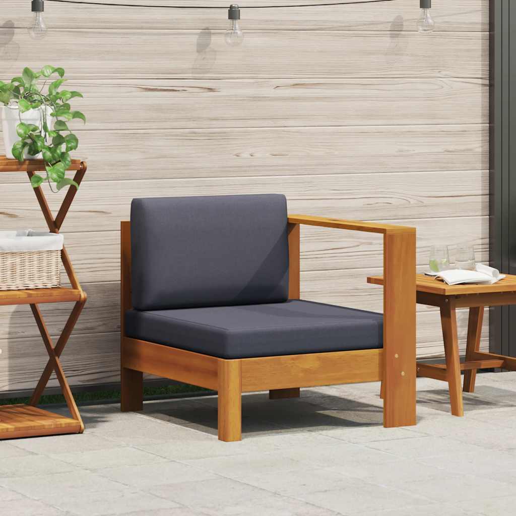 2-Tlg. Garten-Lounge-Set Mit Weißen Kissen Akazienholz