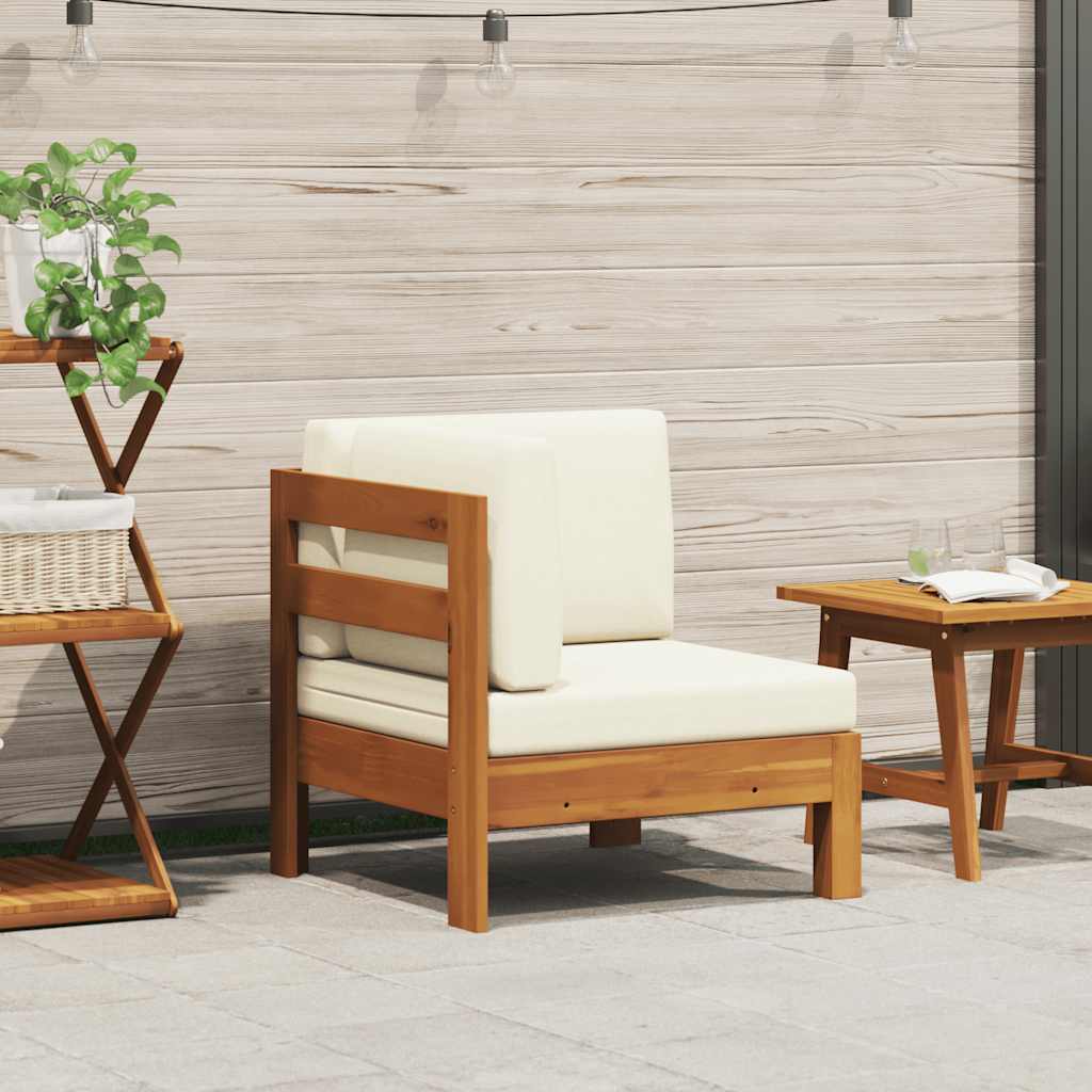 2-Tlg. Garten-Lounge-Set Mit Weißen Kissen Akazienholz