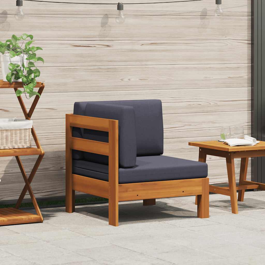 2-Tlg. Garten-Lounge-Set Mit Weißen Kissen Akazienholz