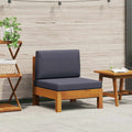2-Tlg. Garten-Lounge-Set Mit Weißen Kissen Akazienholz