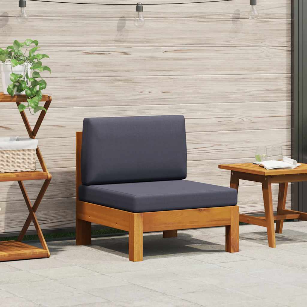 2-Tlg. Garten-Lounge-Set Mit Weißen Kissen Akazienholz