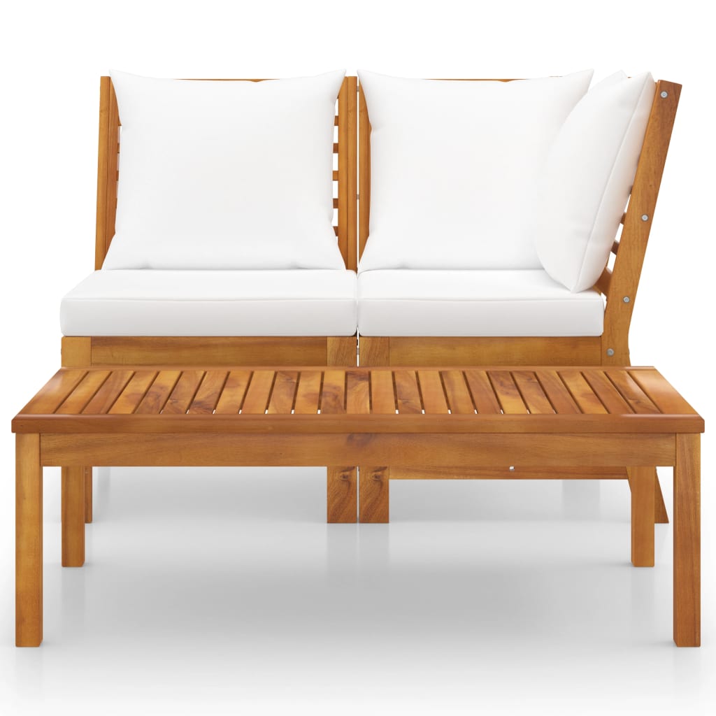 3-Tlg. Garten-Lounge-Set Mit Kissen Akazie Massivholz