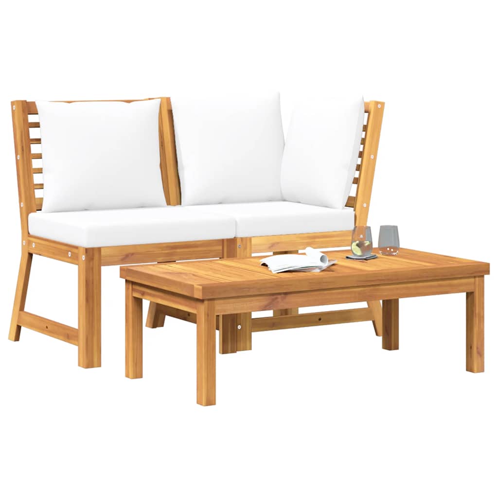 3-Tlg. Garten-Lounge-Set Mit Kissen Akazie Massivholz