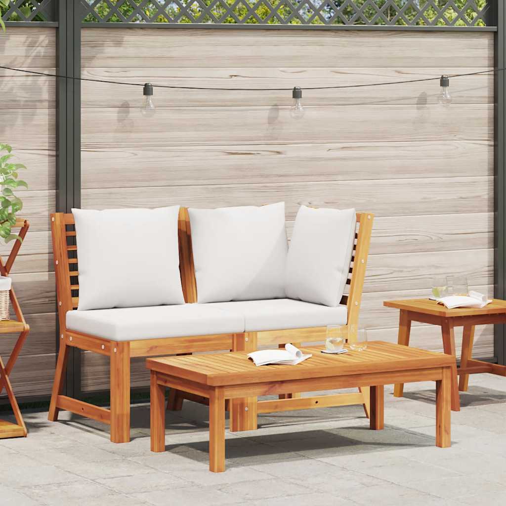 3-Tlg. Garten-Lounge-Set Mit Kissen Akazie Massivholz