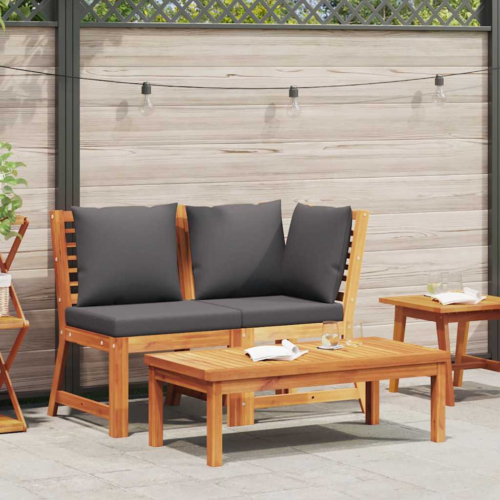 3-Tlg. Garten-Lounge-Set Mit Kissen Akazie Massivholz