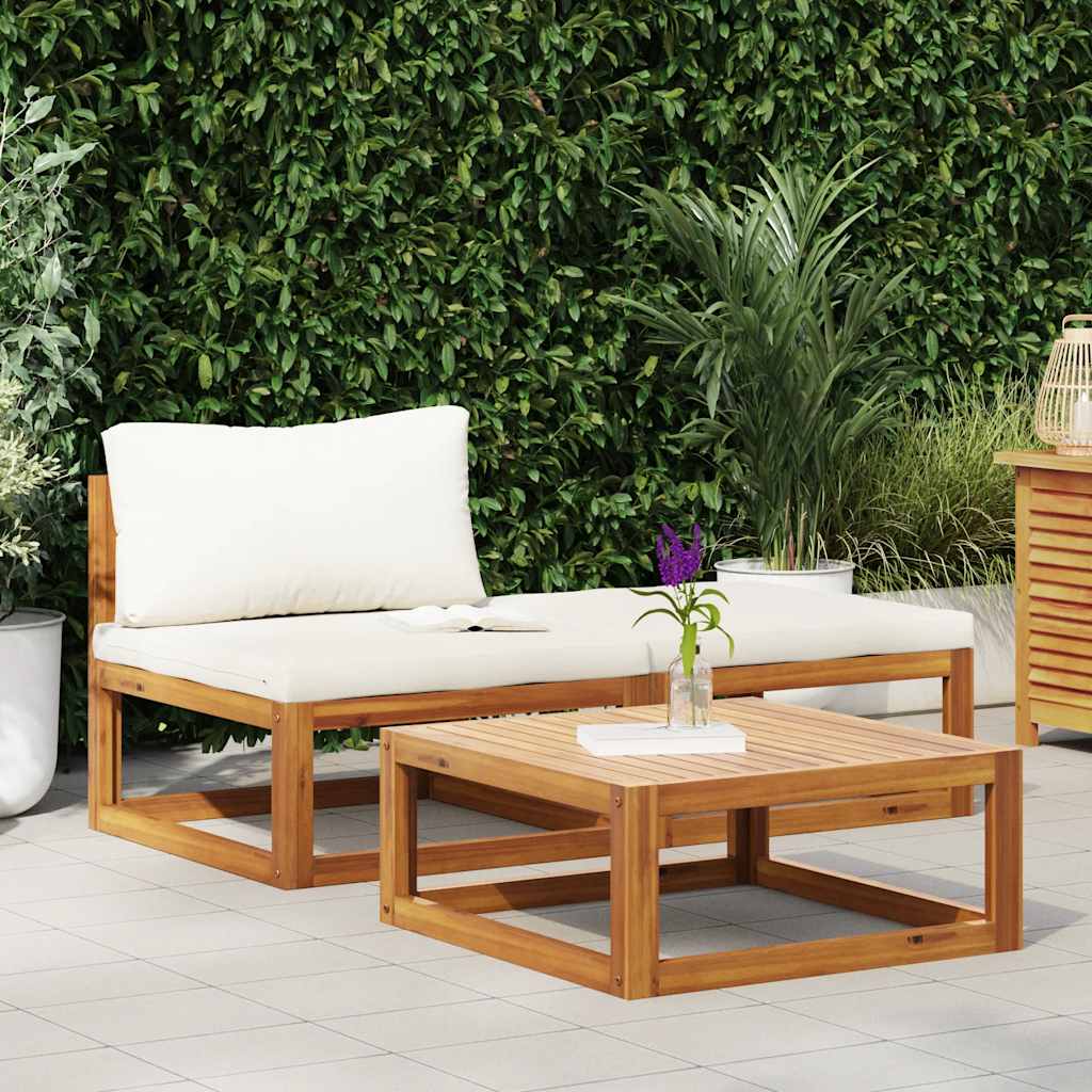 3-Tlg. Garten-Lounge-Set Mit Kissen Massivholz Akazie
