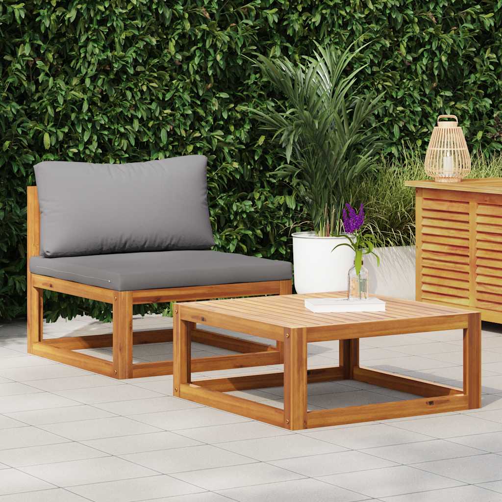 3-Tlg. Garten-Lounge-Set Mit Kissen Massivholz Akazie