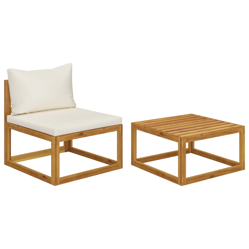 3-Tlg. Garten-Lounge-Set Mit Kissen Massivholz Akazie