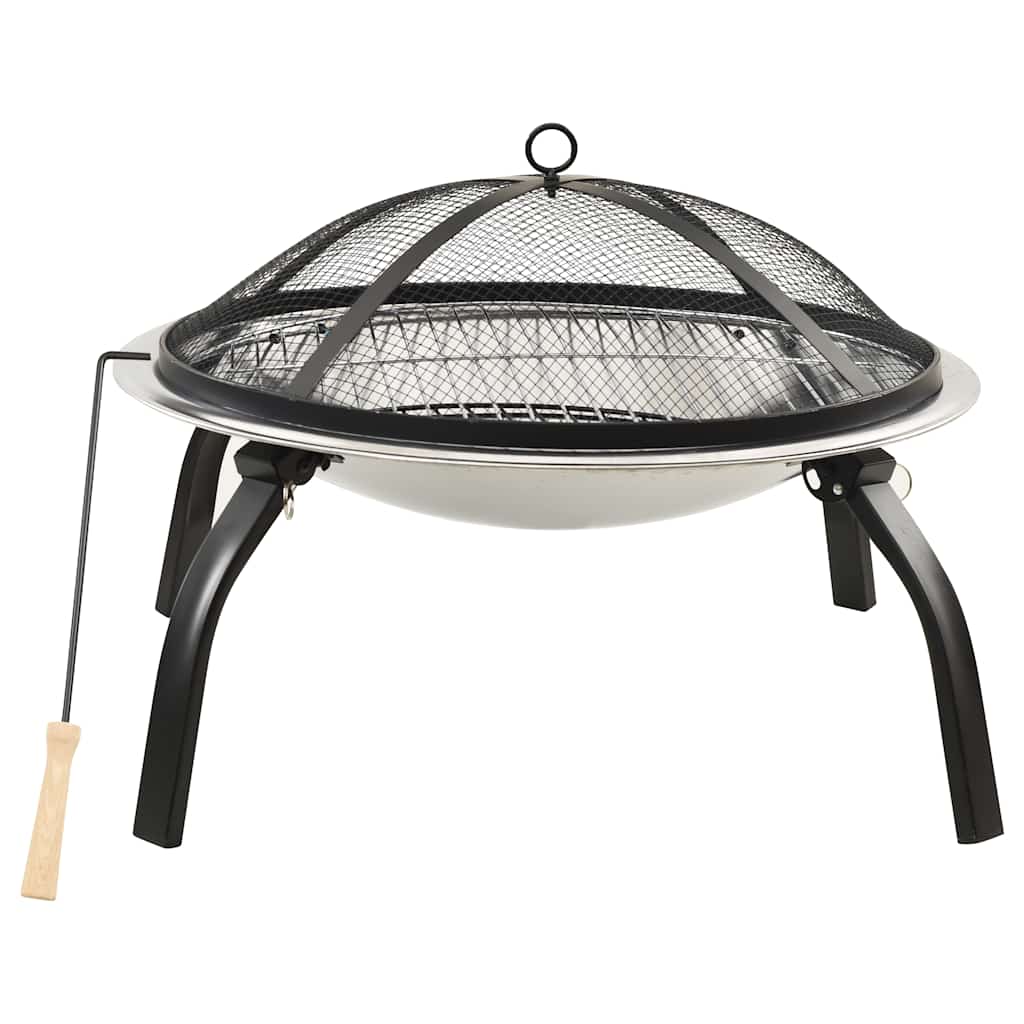 2In1 Feuerschale Und Grill Mit Schürhaken 56X56X49 Cm Edelstahl