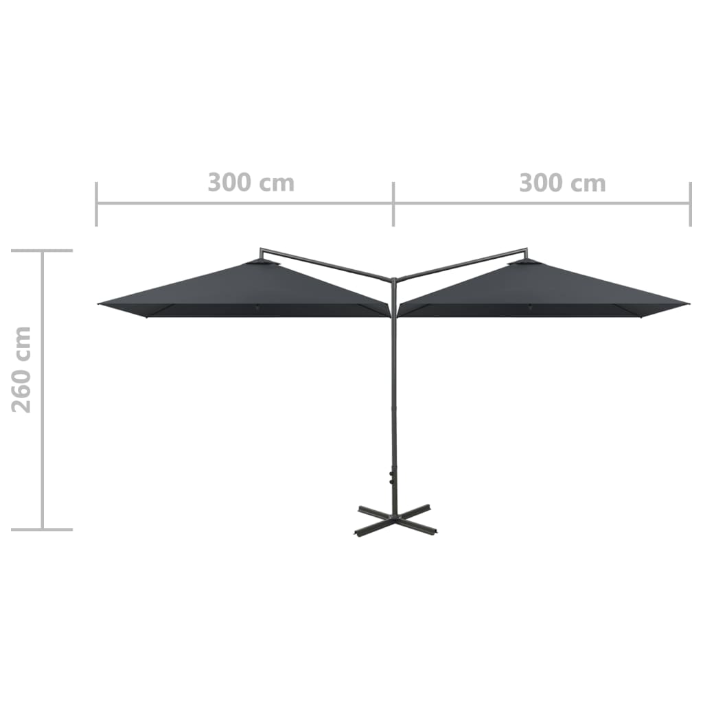 Doppel-Sonnenschirm Mit Stahl-Mast 600X300 Cm