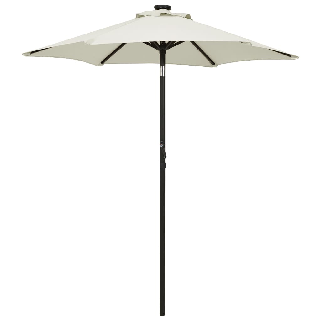 Sonnenschirm Mit Led-Beleuchtung Sandweiß 200X211 Cm Alu