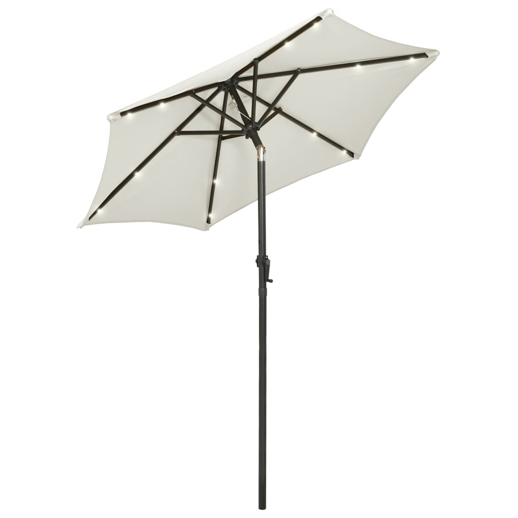 Sonnenschirm Mit Led-Beleuchtung Sandweiß 200X211 Cm Alu