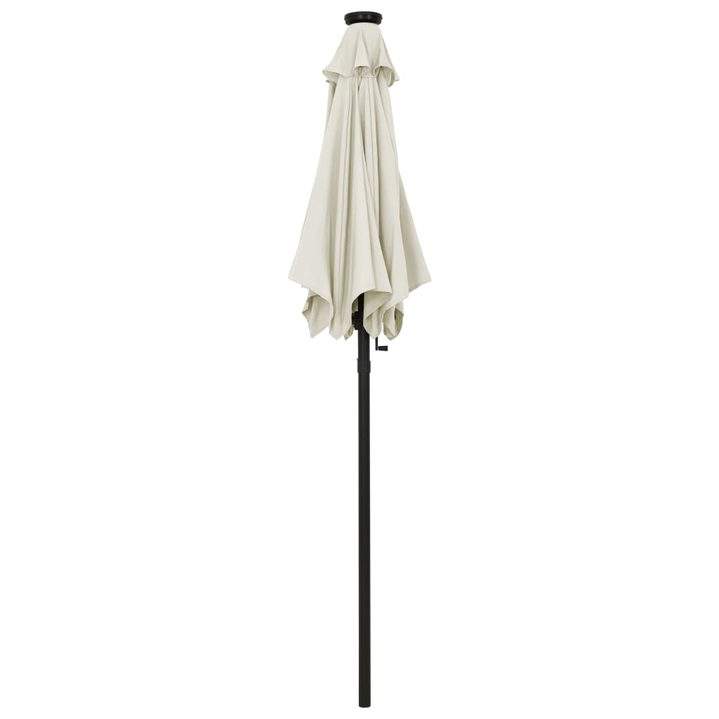 Sonnenschirm Mit Led-Beleuchtung Sandweiß 200X211 Cm Alu