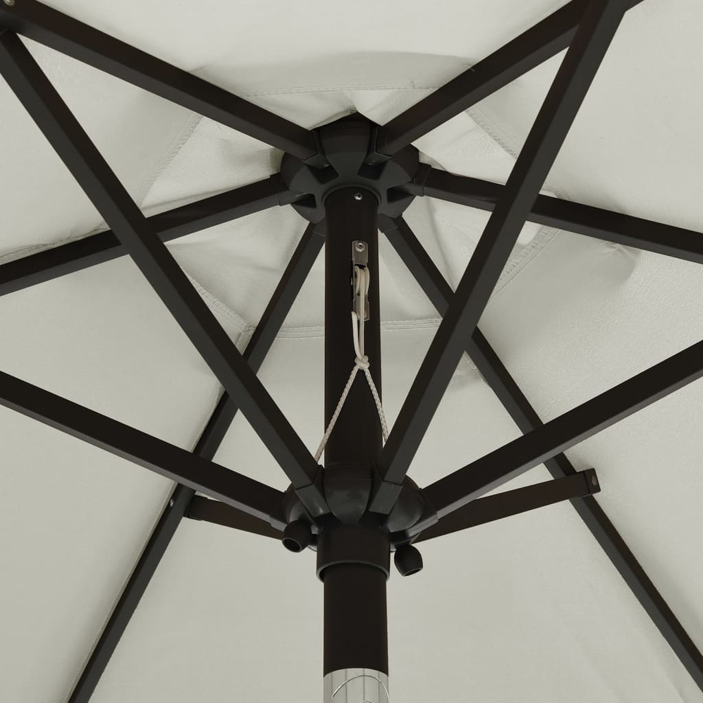 Sonnenschirm Mit Led-Beleuchtung Sandweiß 200X211 Cm Alu