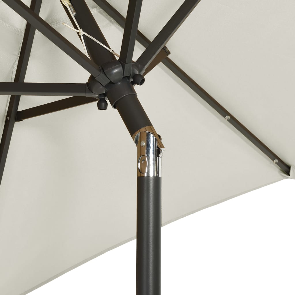 Sonnenschirm Mit Led-Beleuchtung Sandweiß 200X211 Cm Alu