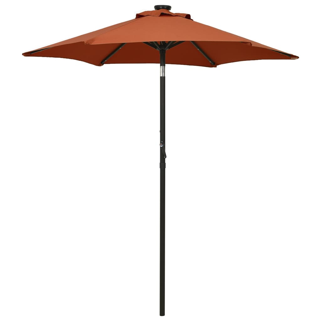Sonnenschirm Mit Led-Beleuchtung Sandweiß 200X211 Cm Alu