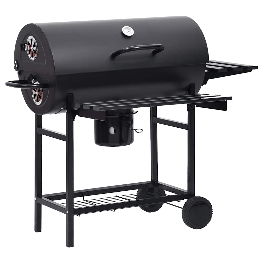 Grillwagen Mit Rädern Und Ablagen Schwarz Stahl 115X85X95 Cm Hellgrau