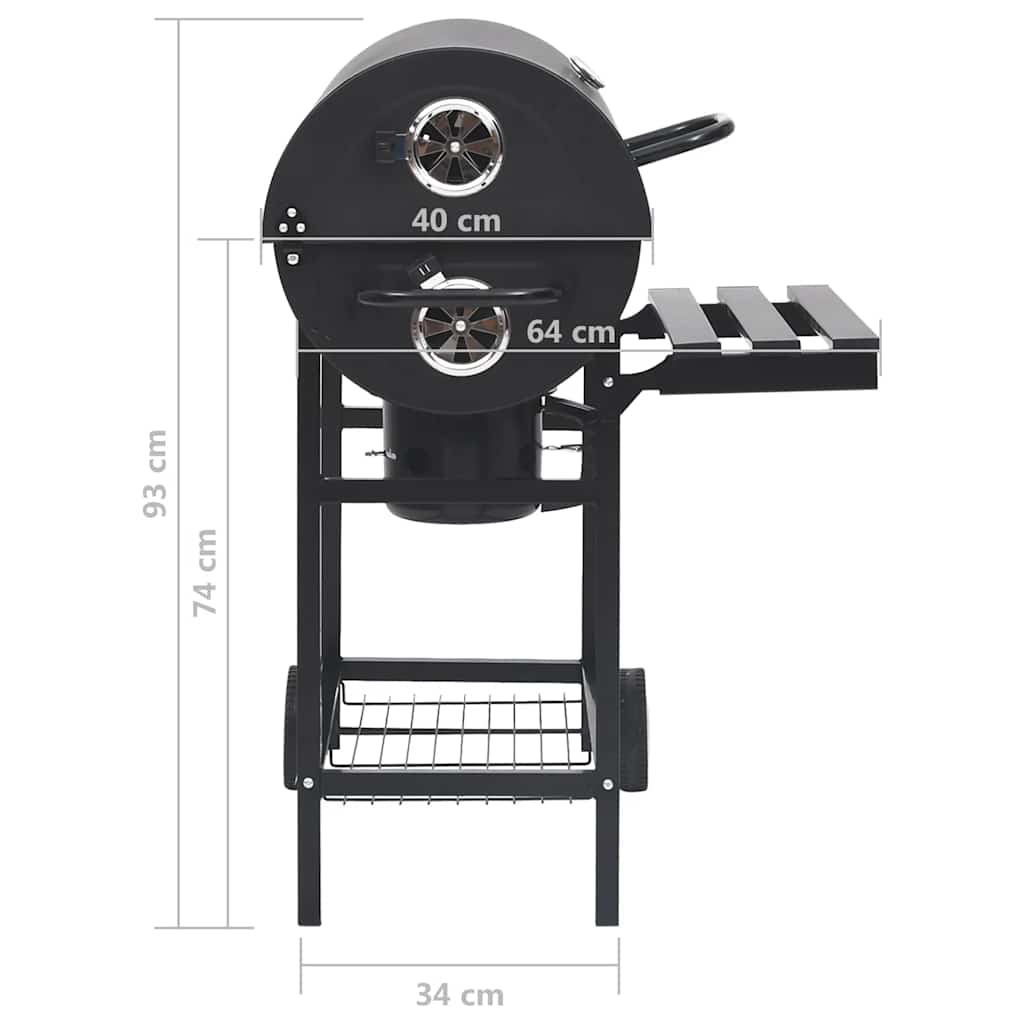Grillwagen Mit Rädern Und Ablagen Schwarz Stahl 115X85X95 Cm Hellgrau